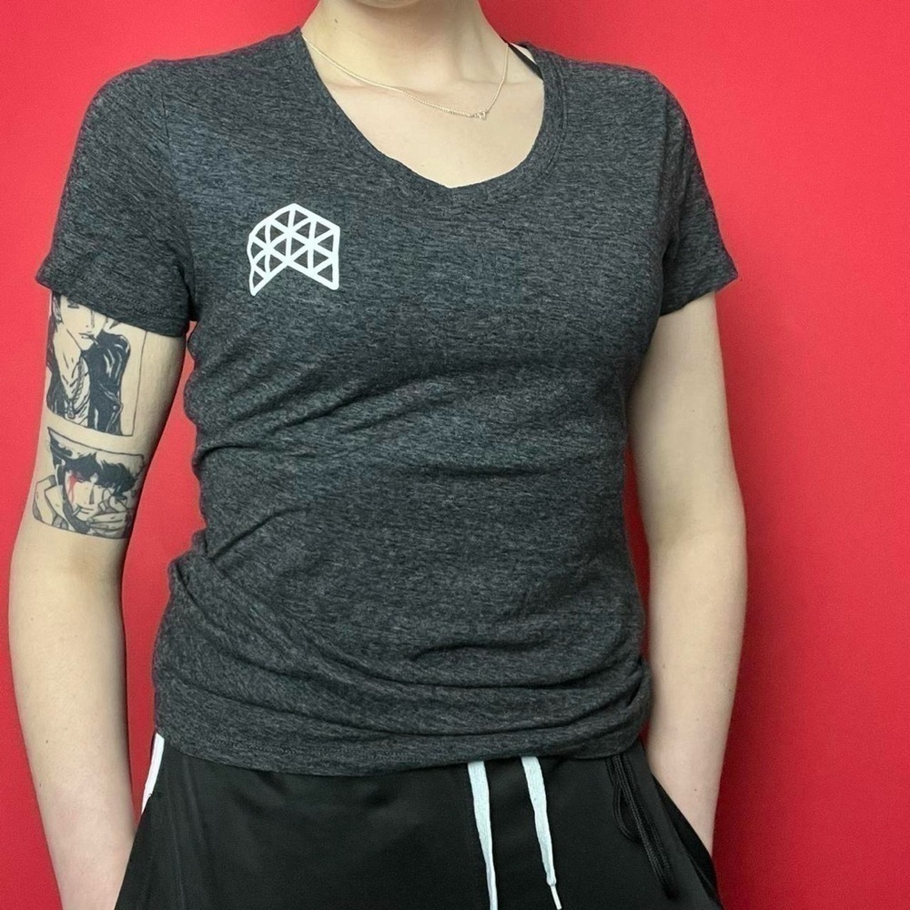 Grey V neck tee 🩶🤍​​​​​​​​​​​​​​​​​